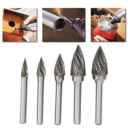 Set de 5 fresas rotativas de carburo doble corte miniatura 4