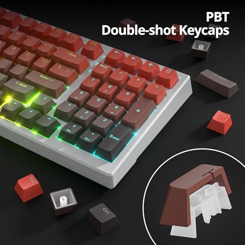 Image of PBT Gradient Red Keycaps, Shine Through Cherry Profile Keycaps, Double Shot Custom Minimalist Style for MX Switched Mechanical Keyboard