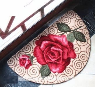 Amazon ノーブランド品 エレガント ローズ おしゃれで 美しい 薔薇 デザイン 半円型 玄関マット Bタイプ 玄関マット オンライン通販