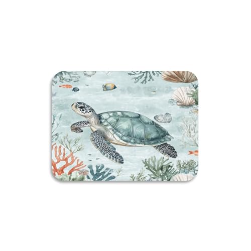 Coikll Sea Turtle Dish Drying Mat for Kitchen Counter, Absorbent Microfiber Dishes Drainer Mats, Tableware Protector Dish Drying Magic Mat-15.7x11.8in
