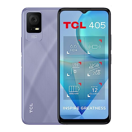 TCL 405 SMARTPHONE, 32GB plus 2GB RAM, 6.6 inches DISPLAY 5000 mAh - LAVENDER PURPLE (Renewed)