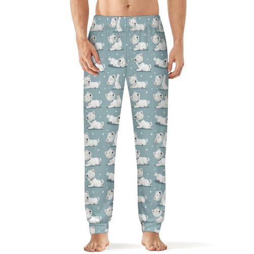 Westie Dog Pajama Pants Men Pj Bottoms Sleepwear Lounge Pant