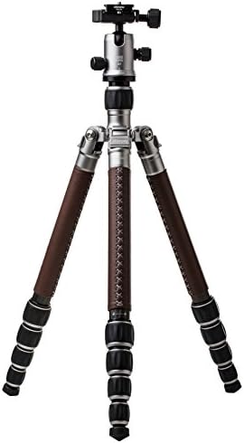 MeFoto RoadTrip Classic CF Leather Edition Lightweight 61.6" Carbon Fiber Tripod/Monopod, w/Case, Twist Locks, Dual Action Ballhead w/Arca Swiss Plate - Titanium (C1350Q1TL)