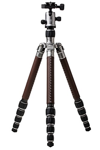 MeFoto RoadTrip Classic CF Leather Edition Lightweight 61.6' Carbon Fiber Tripod/Monopod, w/Case, Twist Locks, Dual Action Ballhead w/Arca Swiss Plate - Titanium (C1350Q1TL)