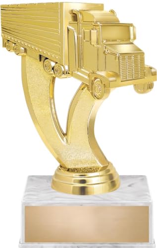 Crown Awards 6" Trucks Tractor Trailer Trophy On White Base