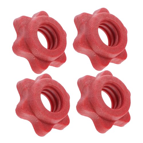 ERINGOGO 4pcs Barbell Pole Lock Collar Lock Steel Nut Self-Locking Barbell Nuts Equipment Plastic Red