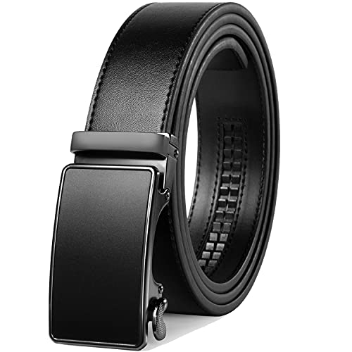 Image of Founders & C Men's Ratchet Belt 1 3 /8 inch,Leather Dress Belt Adjustable with Click Sliding Buckle Trim to Exact Fit
