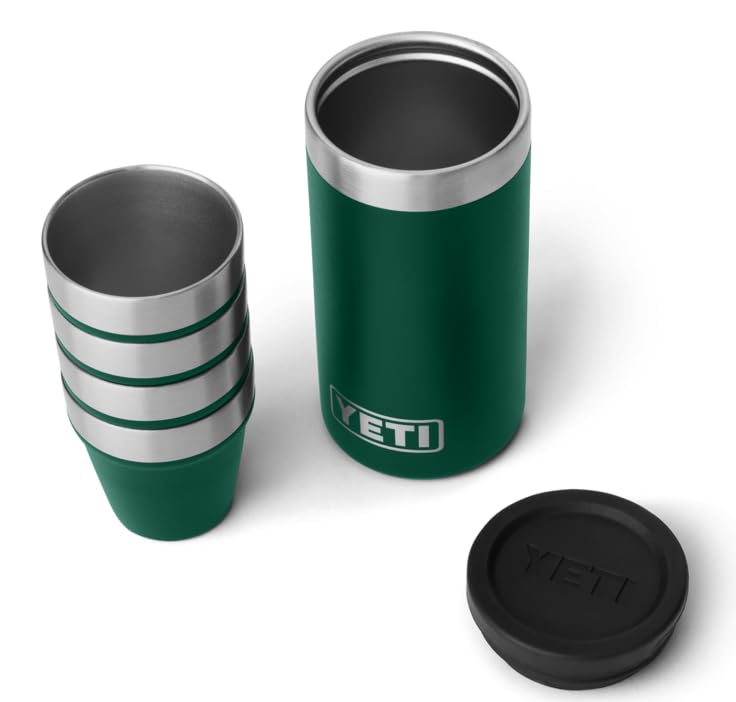YETI Rambler Shot Glasses with Carrying Case, Black Forest Green, ONE