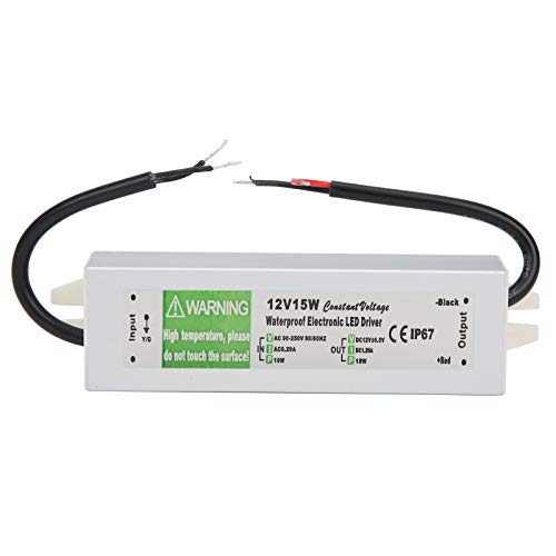 Waterproof LED Transformer Power Supply, 15W AC90 to 250V Switching Power Supply IP67 Grade with High Dielectric Strength (DC12V)