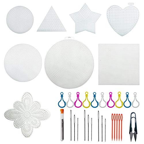 Image of Allazone 100 PCS Mesh Plastic Canvas Sheets 8 Style Plastic Canvas for DIY Crafts Embroidery Cross Stitch, Acrylic Yarn Crafting, Knit and Crochet Projects
