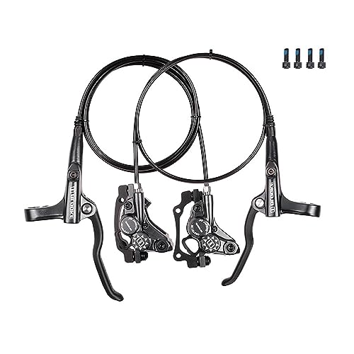 KLWEKJSD 4 Piston Dual Brake Mountain Bikes Hydraulic Disc Brakes 800MM/1400MM Brake Lever Kit with Front Rear Calipers Set for Mountain Bikes (Color : Gray A, Size : L Front R Rear)