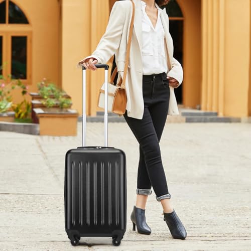 Kono 20-Inch Small Hardside Carry-on Suitcase with Spinner Wheels, Lightweight Rolling Cabin Suitcase for Airplane Travel (Black, for 1-3 Days of Travel)3