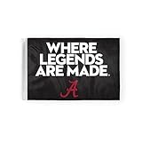 Alabama Collegiate Where Legends are Made Crimson Tide Motorcycle Flags - 6x9 Inch Double-Sided Wrap Knitted Polyester with 0.75' Pole Sleeve - Officially Licensed NCAA Product