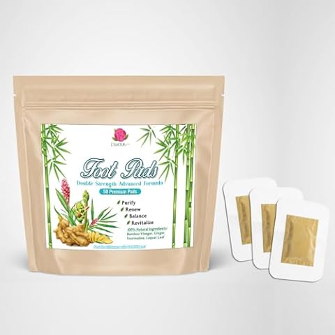 50 Premium Quality 2-in-1 Foot Pads | Double Strength Formula | Bamboo Vinegar, Ginger, Tourmaline, Loquat Leaf | L'AMOUR yes! Cover