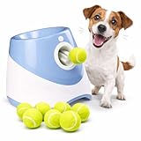 Automatic Ball Launcher Dogs: Interactive Fetch & Training Tool, Smart Mini Tennis Ball Thrower with 3-Setting Distance Control, Ultimate Self-Play Fetch Machine: Independent Fun & Exercise, Blue