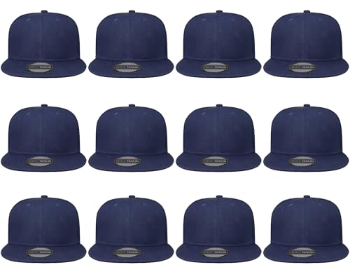 Image of Gelante Plain Blank Flat Brim Adjustable Snapback Baseball Caps Wholesale LOT 12 Pack