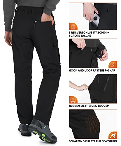 Vzteek Skihose Herren Thermohose Schneehose:Wasserdicht Gefüttert Winterhose Softshellhose für Winter & Snowboard(Schwarz, L)