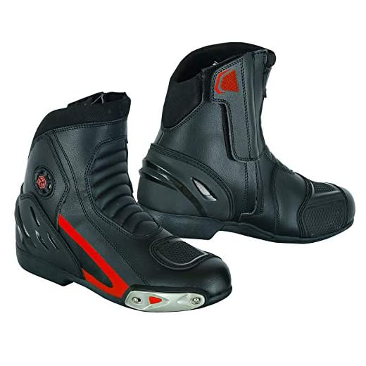 Profirst Global - Botas de Motociclismo Impermeables de Piel auténtica, Tobilleras Cortas de Carreras, Motocicletas, para la adversión, Zapatos urbanos, Color Negro
