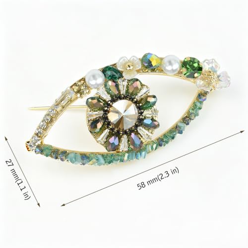 Image of Retro Evil Eye Brooch Fashion Unique Crystal Pearl Abstract Eyes Brooches Pin Badge for Women Bridal Jewelry Gift