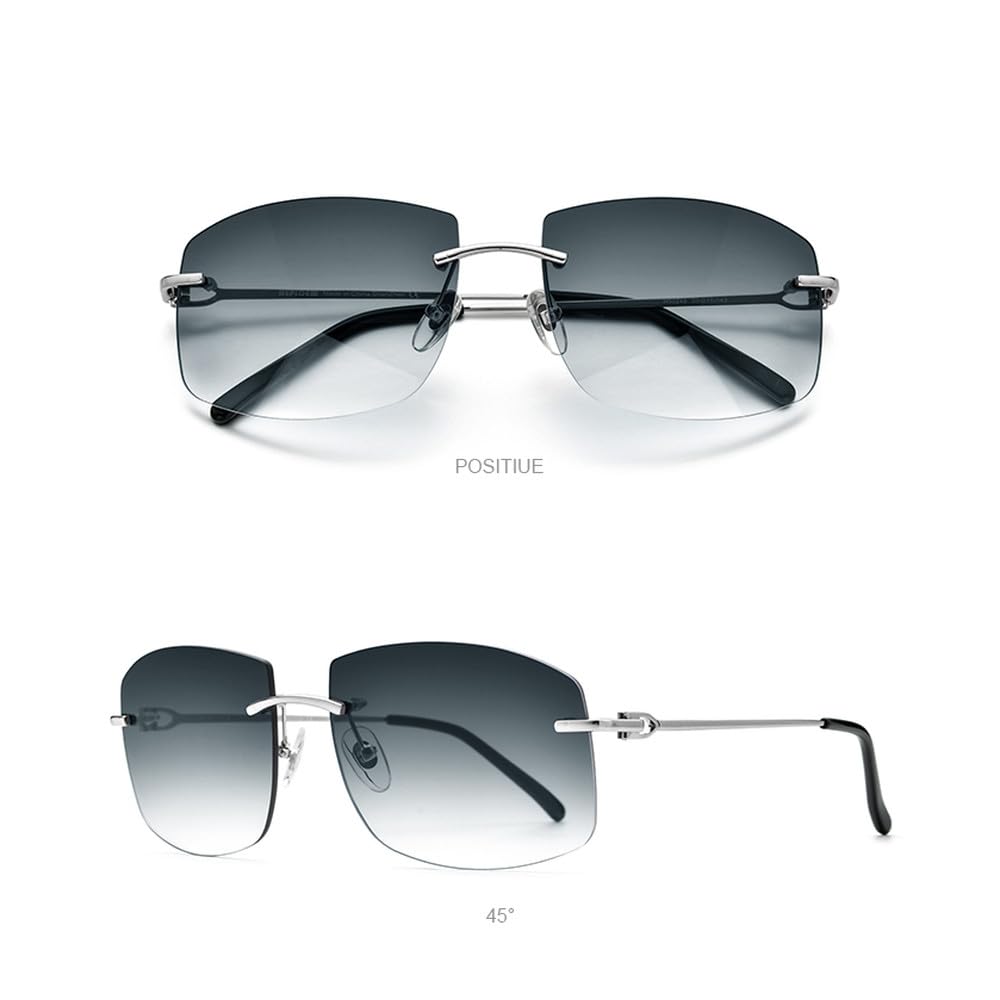 CLMJHG Trendige randlose Sonnenbrille für Herren, rahmenlose, übergroße Luxus-Sonnenbrille für Damen mit Verlaufsglas