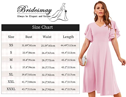 Bridesmay Casual Dresses For Woman Swing Church Dress Plus Size Cocktail Swing Dress Elegant Midi Party Dress Pink 3Xl #TOP2