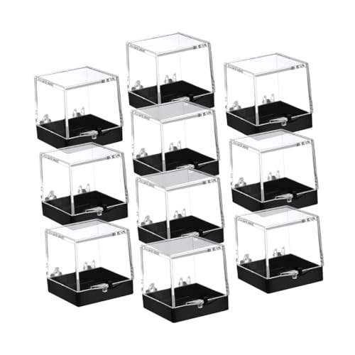 PRETYZOOM 10pcs Cake Small Specimen Case Specimen Container Transparent Mineral Showcase Display Container Display Case Specimen Storage Case Mineral Sample Case Plastic Black