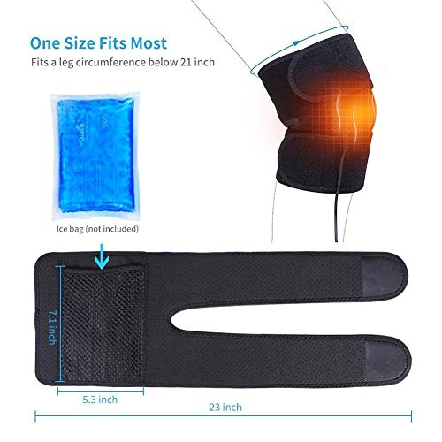 DOACT Heat Knee Brace for Hot or Cold Therapy, USB Heating Knee Pad Wrap for Arthritis Pain Relief, Joint Warmer, Cramps, Muscles Stiff and Strains, Fits Men and Women Knee Calf Leg Arm Area - Thumbnail 3