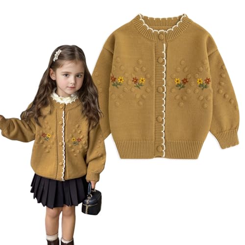 Image of Simplee kids Baby Sweater Toddler Girls Cardigan Sweater Embroidered Strawberry Knit Sweater