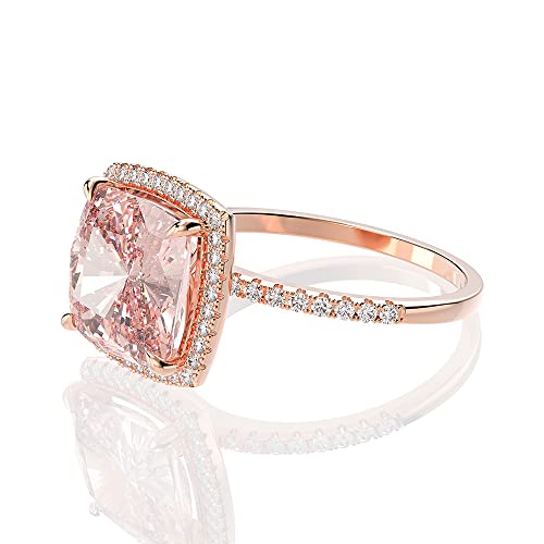 5ct Cushion Cut 10 * 10MM Pink Moissanite Ring in 14K Solid Gold over S925, Subtle Rose Gold, Ideal Jewelry for Wedding or Engagement3