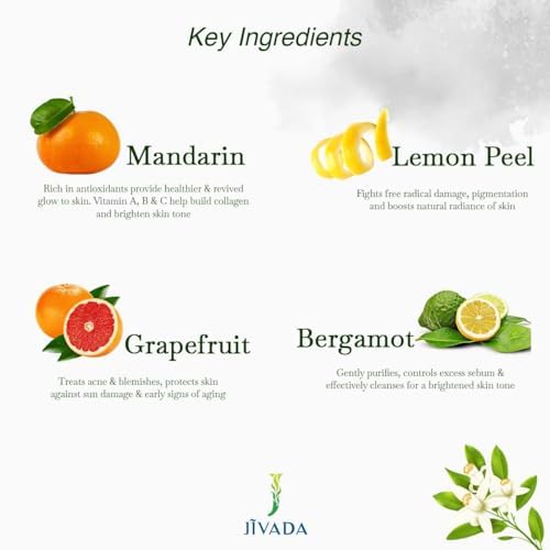 Image of Jivada Exfoliating Body Cleanser with Grapefruit & Mandarin | Vitamin C, AHA & BHA Exfoliation| Brighter & Glowing Skin |All Skin Type | Women & Men | Sulphate & Paraben Free | 100 ml