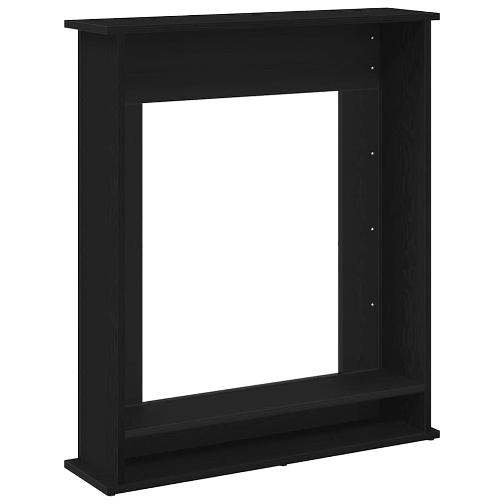 Cornice per caminetto, effetto rovere nero, in legno, 75 x 20 x 87,5 cm, ripiano per fiamme LED, cornice decorativa per camino per soggiorno, facile da pulire e stabile