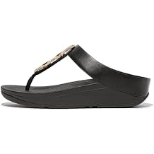 FitFlop Womens Fino Classic Crystal-Chain Leather Toe-Post Sandals