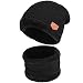 VBIGER 2-Pieces Winter Beanie Hat Scarf Set Warm Knit Hat Thick Knit Skull Cap for Men Women (H-Black)