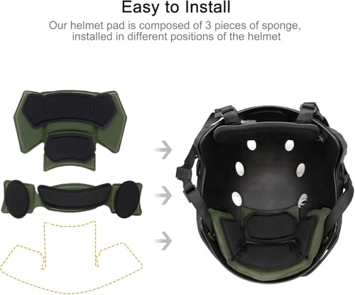 Lishuyeh Helmpolster Memory Foam Pad Schutzmatte Helmpolster Kit wasserdicht Universal Helmpolster Einsätze für ACH Mich Team Wendy FMA EXF Fast Helm (Grün)