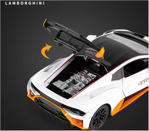 Image of 1:24 Scale Lamborghini Huracan Toy Car | Metal Pullback Diecast Car for Kids with Openable Doors, Sound, Light Effects Toy for Car Enthusiasts (Color As Per Available),blue,black