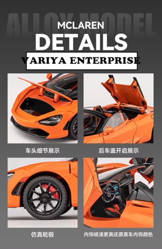 Image of 1:24 Big McLaren 720s Convertible Toy Car Metal Pull Back Diecast Car with Openable Door and Sound Light, Gifts Toys for Kids【 White 】