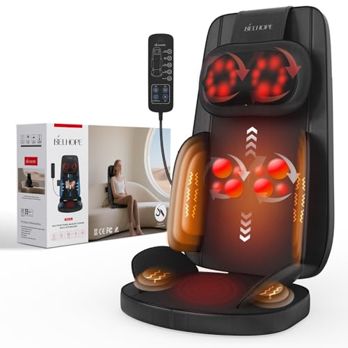 Shiatsu Neck and Back Massager with Heat, 4D Kneading Back Massager for Pain Relief Deep Tissue,...