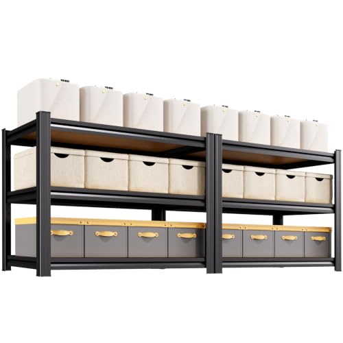 Image of 2-Pack 3 Tier Storage Shelves,Garage Shelving,Adjustable Heavy Duty Metal Shelving Units and Storage Large Rack,Utility Shelf For Shop Warehouse Industrial Pantry Basement Organizers 33 inchx35 inchx16 inch
