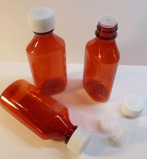 Amazon.com: 4 Ounce Graduated Oval Hard-Sided Amber Plastic Medicine ...