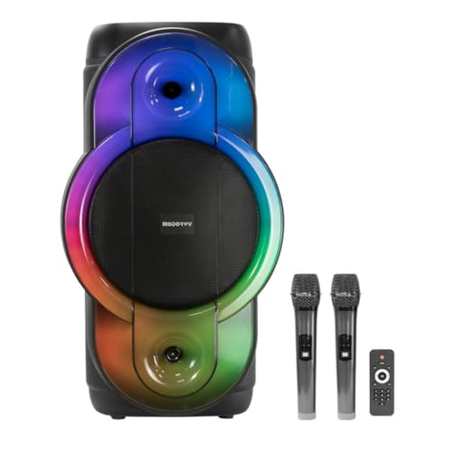 Image of MODORWY MF2107 Wireless Portable Bluetooth Karaoke Party Speaker with Record Button | 2- UHF Mic | Dynamic RGB Lights | Mega Bass | TWS Mode | Equilizer Control (MF 1110)