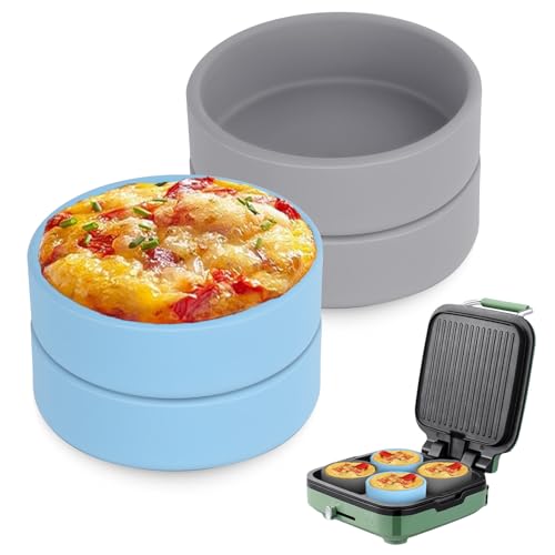 4 Pcs Silicone Egg Molds for Sous Vide Style Egg Bite Maker, 4-Inch Diameter for Egg Breakfast Sandwiches, Omelets, Poached Eggs, and Desserts, Also Suitable for Air Fryers, Instant Pot, Microwave