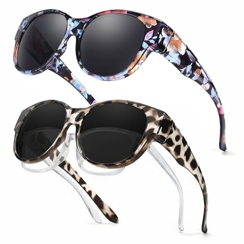 Myiaur 2 Pack Over Glasses Sunglasses for Women Polarised Anti Glare