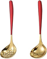 Vista 4 de Cucharón de sopa Skimmer Slotted Spoon Set Colador De Acero Inoxidable Colador De Salsa Olla Caliente - Plata