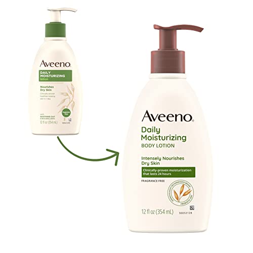 Image of Aveeno Daily Moisturizing Body Lotion with Soothing Oat and Rich Emollients to Nourish Dry Skin, Fragrance-Free, 12 Fl Oz (Pack of 6)