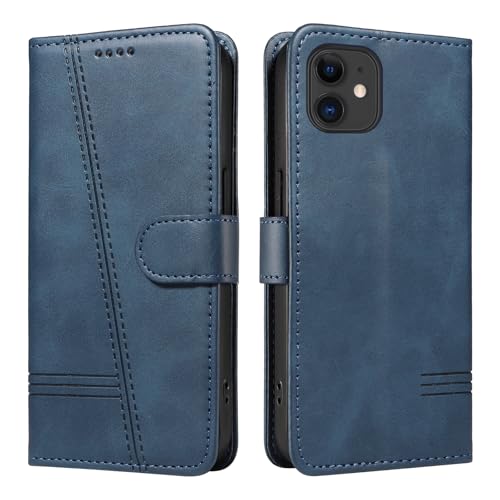 NEXCURIO Handyhülle für Apple iPhone 11 Hülle Klappbar mit Kartenfäch Klapphülle Lederhülle Leder Schutzhülle Wallet Flip Hülle Cover Handy Tasche Handytasche - Blau