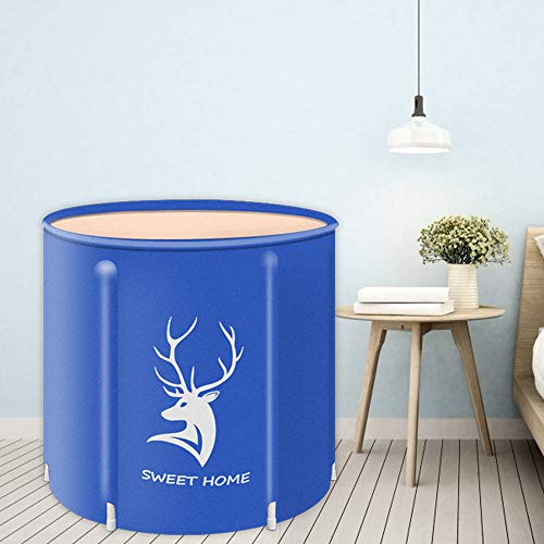 Kelixu Portable Bathtub, Foldable Soaking Bathing Tub For Freestanding Shower Stall, Thickened Thermal Foam To Keep Temperature For Spa Hot Ice Bath, Blue #TOP6