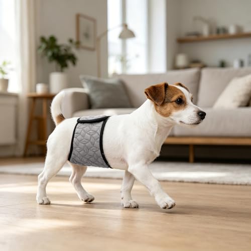 Image of Mkono Male Dog Belly Band Wraps Washable Dog Diapers Male for Small and Medium Dogs, Waist 14.2 Inches to 20 Inches(3 Pack,Blue,Black,Gray)