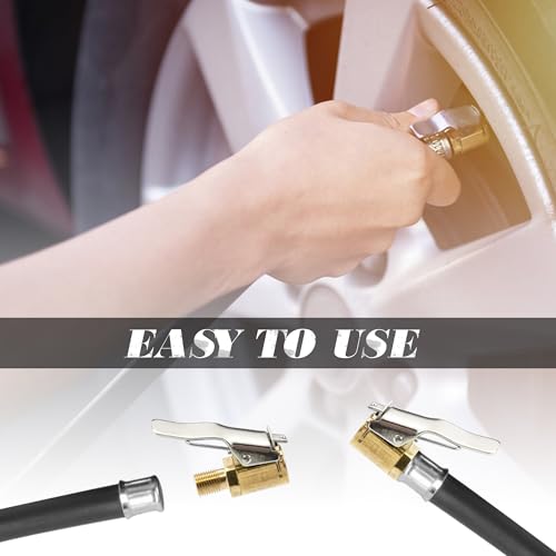 Image of Quacc 2 PCS Tire Air Chuck with Clip Adapter, Tyre Valve Air Pump Clip, Tire Inflation Hose Adapter, Universal Tire Inflator Compressor Valve Connector for Car Truck - 8mm