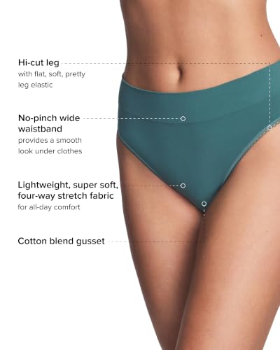 Image of Wacoal Women's Feeling Flexible Seamless Full Coverage Hi-Cut Brief Panty, 871332, Silver Pine, Large