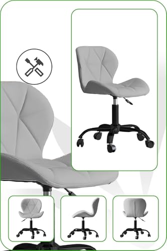 Image of Amazon Brand - Umi Home Swivel Height-Adjustable Faux Leather Office Computer Study Desk Chair for Salon, Spa in Light Grey Color
